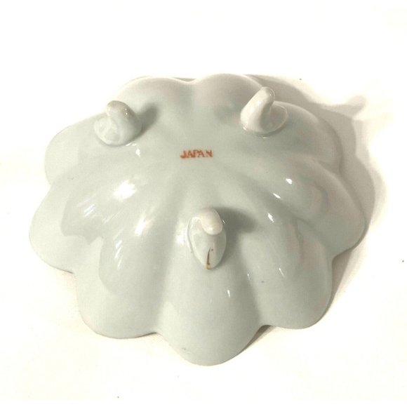 Hand Painted Finger Bowl With Floral Detail, Footed, Scalloped, Vintage Japan - Picture 6 of 10